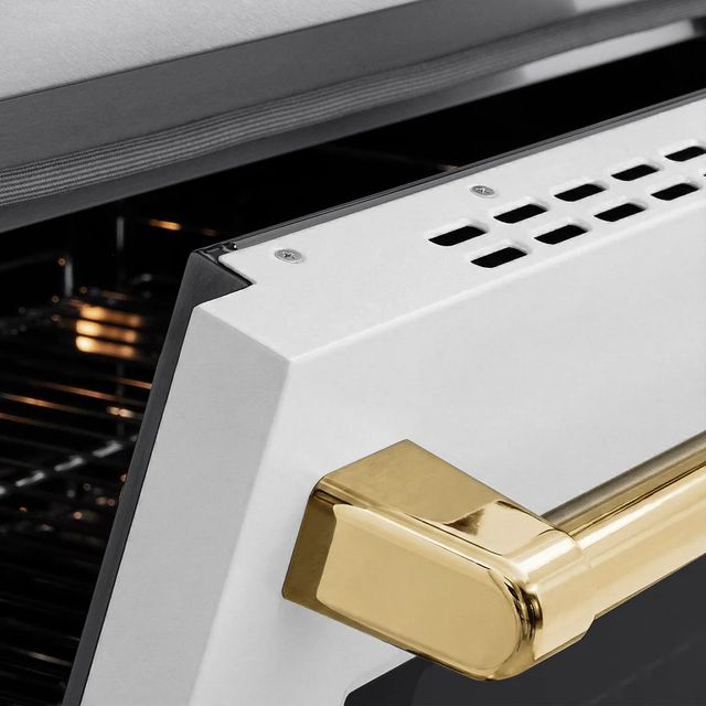 ZLINE Autograph Edition Paramount 24" Satin Stainless Steel Pro Style Induction Range with White Matte Door and Polished Gold Accents-3