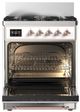 Ilve® Majestic III 30" White Pro Style Dual Fuel Liquid Propane Range with Solid Door and Copper Trim-1