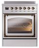 Ilve® Nostalgie II Noblesse 30'' Stainless Steel Pro Style Induction Range with Burnished Trim-1