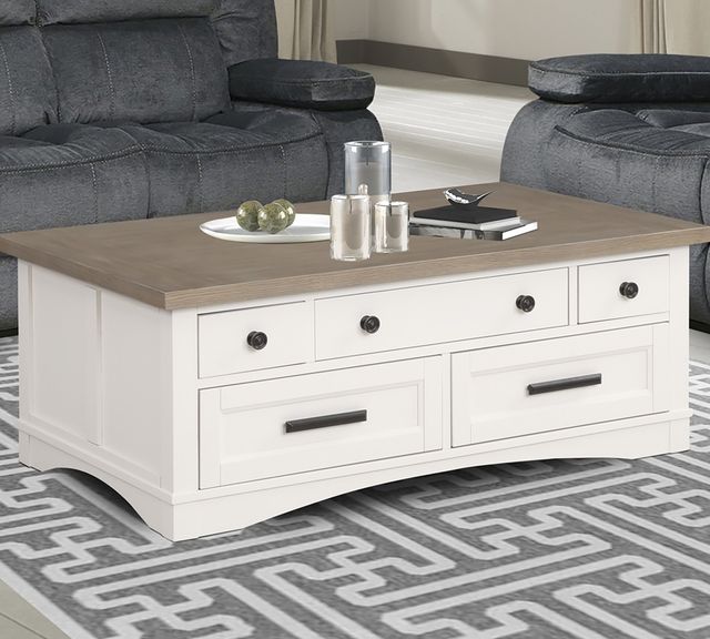 Parker House® Americana Modern Weathered Natural Cocktail Table with Lift-Top and Cotton Base-2