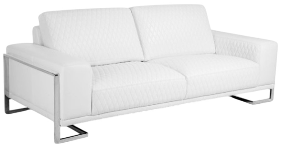Michael Amini® Mia Bella Stainless Steel/White Leather Sofa