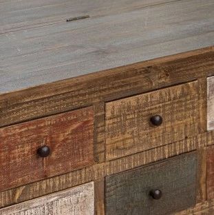 International Furniture Direct Antique Brown Lift-Top Cocktail Table with Beige Base-3