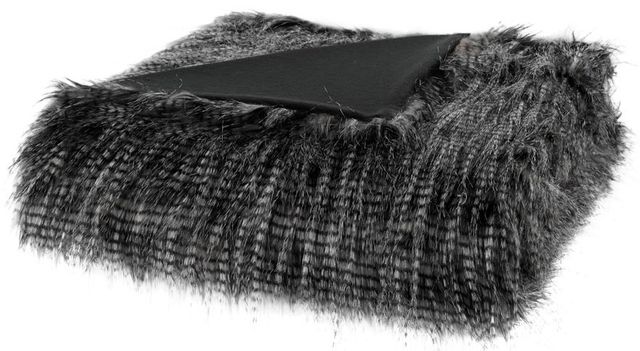 Olliix by Madison Park Edina 1 Black Faux Fur Throw-0