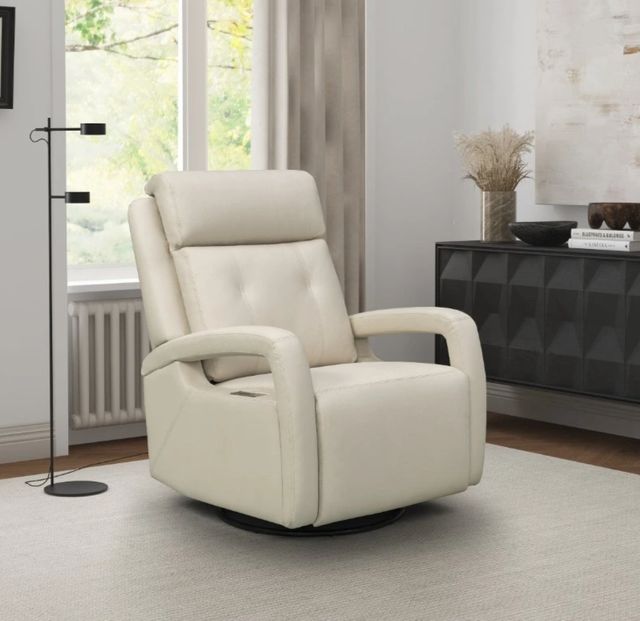 BarcaLounger® Gilbert Troy Cream Leather Power Swivel Glider Recliner-2
