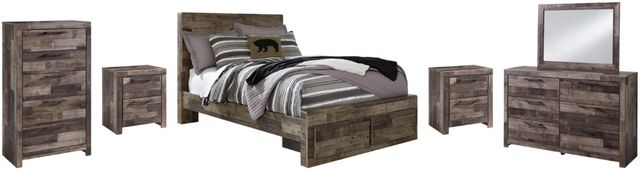 Benchcraft® Derekson 6-Piece Multi Gray Full Panel Storage Bed Set-0