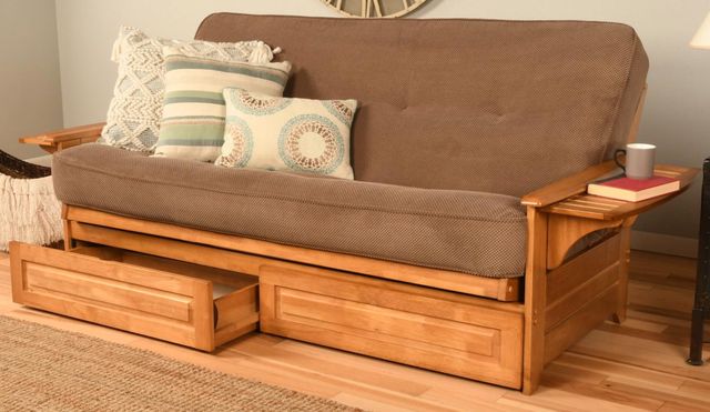 Kodiak Furniture Phoenix Marmont Mocha/Butternut Full Storage Futon with Mattress-1