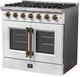 FORNO® Galiano Series Alta Qualita 36" White and Antique Brass Pro Style Gas Range-3