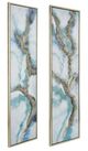 A & B Home 2-Piece Blue/Gold/White Cloud Elongated Framed Set-0