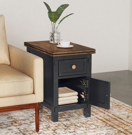 A-America® Stormy Ridge Chickory Top Chairside Table with Slate Black Base-3