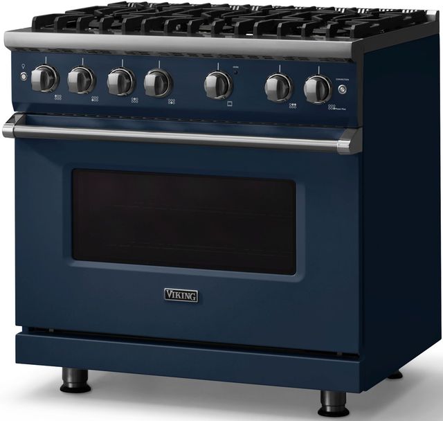 Viking® 5 Series 36" Slate Blue Pro Style Gas (LP) Range with Polished Chrome Trim-2