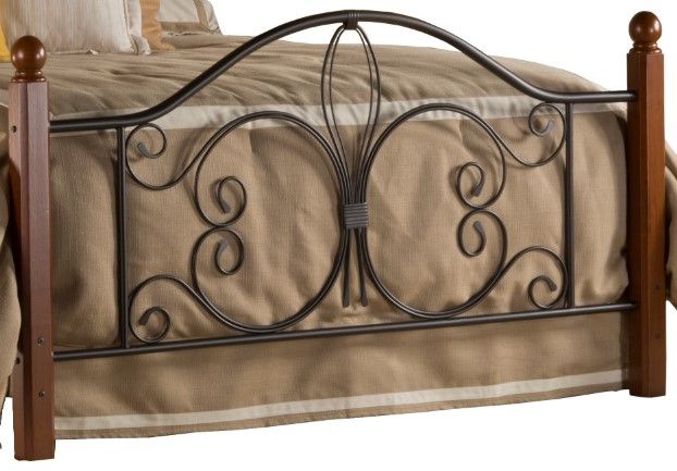 HH2 Home Milwaukee Cherry/Textured Black Full Metal Bed without Frame-2