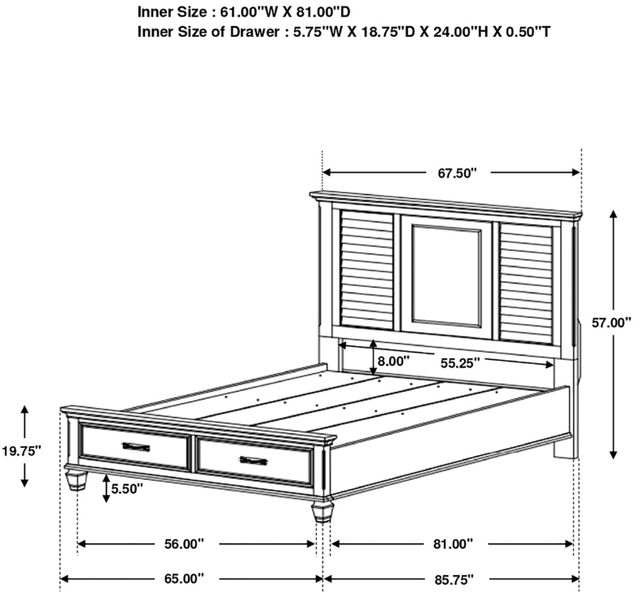 Coaster® Franco 4-Piece Distressed White Queen Storage Bedroom Set-2