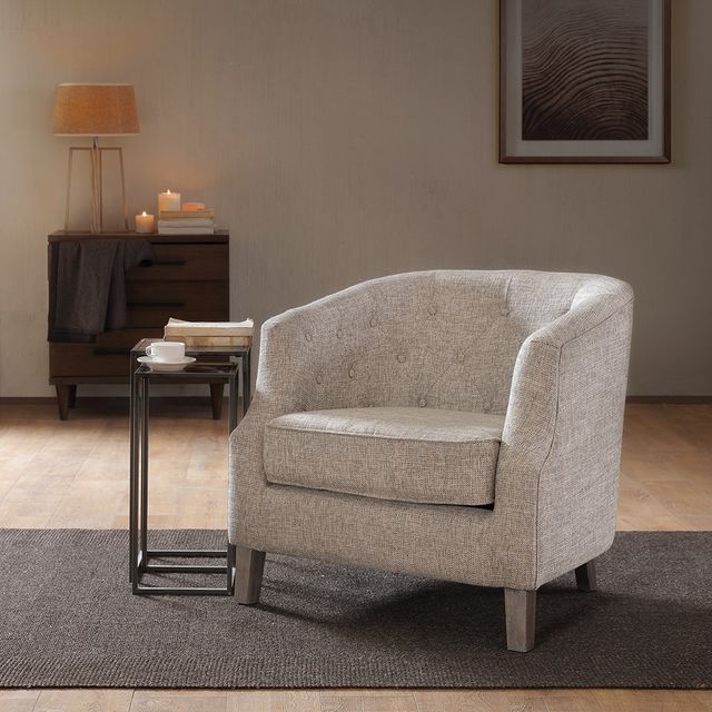 Olliix by Madison Park Natural Ansley Chesterfield Barrel Chair