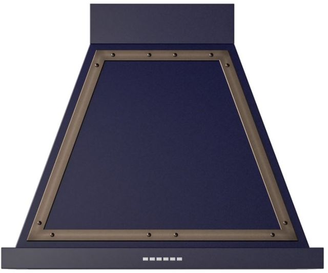 Ilve® Nostalgie II Noblesse 30" Midnight Blue Wall Mounted Range Hood with Burnished Trim-0