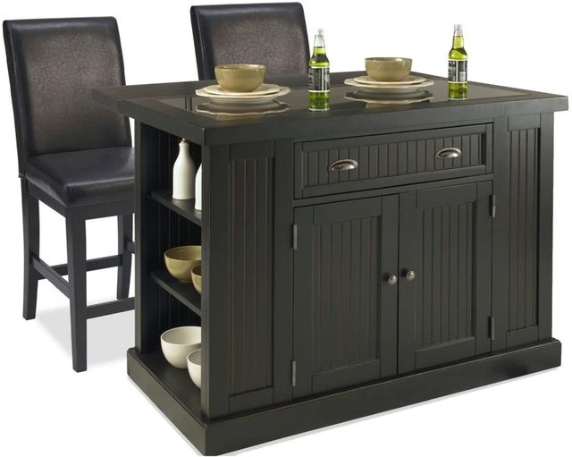 homestyles® Nantucket 3-Piece Black Kitchen Island Set-0