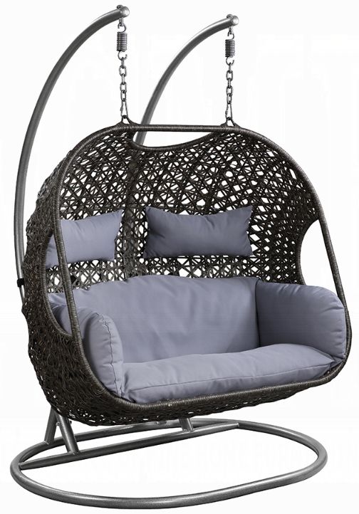 ACME Furniture Vasant Black Fabric/Metal/Wicker Outdoor Hanging Chair-0