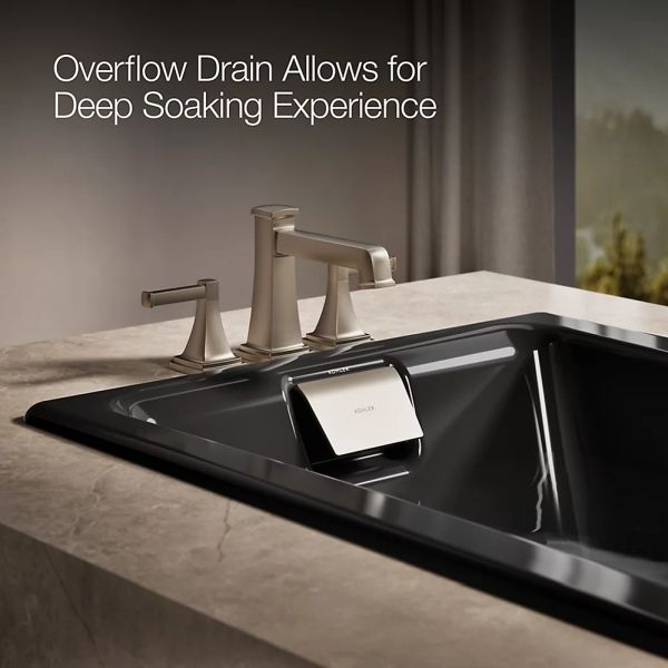 KOHLER® Tea-For-Two® Black 60" x 32" Drop-In Heated BubbleMassage™ Air Bath-4