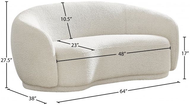 Meridian Furniture Hyde Cream Boucle Fabric Loveseat-2