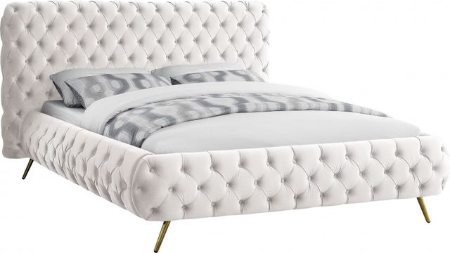 Meridian Furniture Delano Cream King Upholstered Panel Bed-0