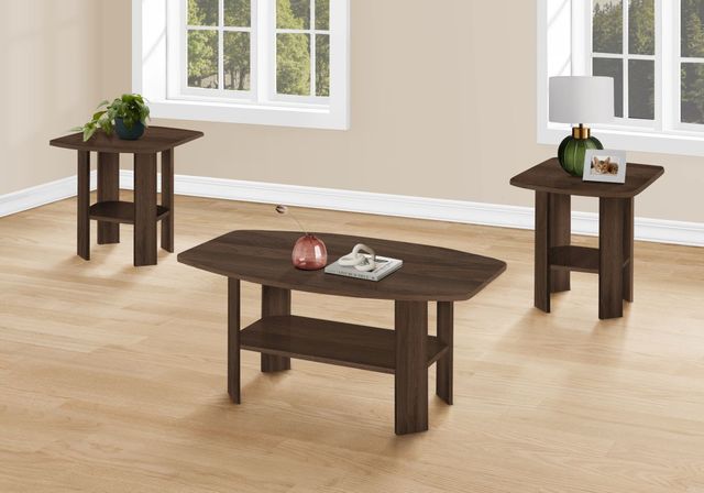 Monarch Specialties Inc. 3 Piece Walnut Table Set-1