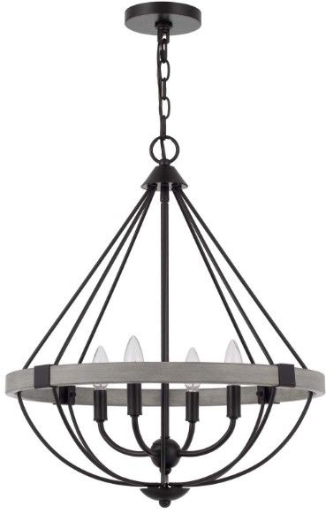 Cal® Lighting & Accessories Somersworth Black/White Washed Metal Chandelier-0