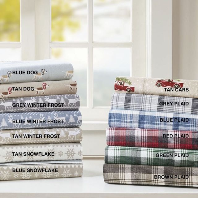 Olliix by Woolrich Red Plaid Queen Flannel Cotton Sheet Set-3