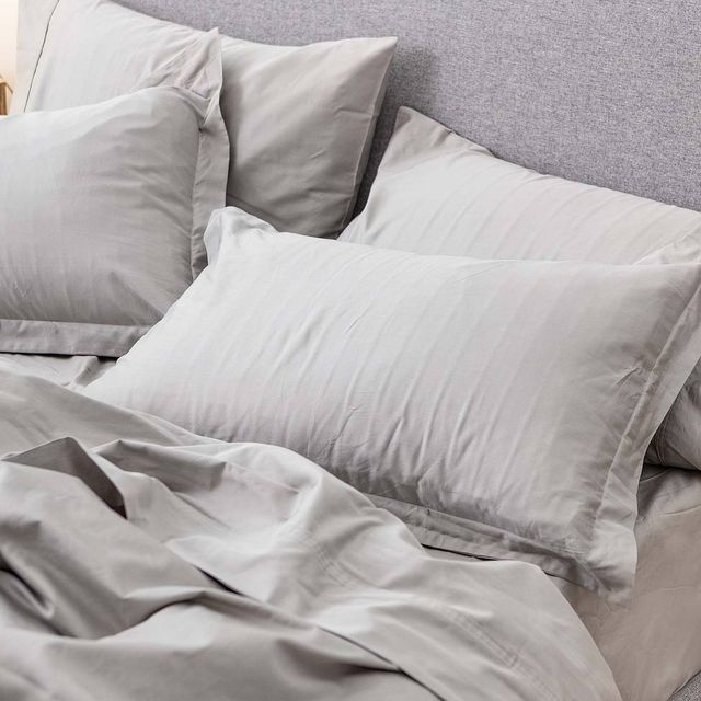 Hush Cotton Sateen 3-Piece Grey Queen Duvet Cover Set-1