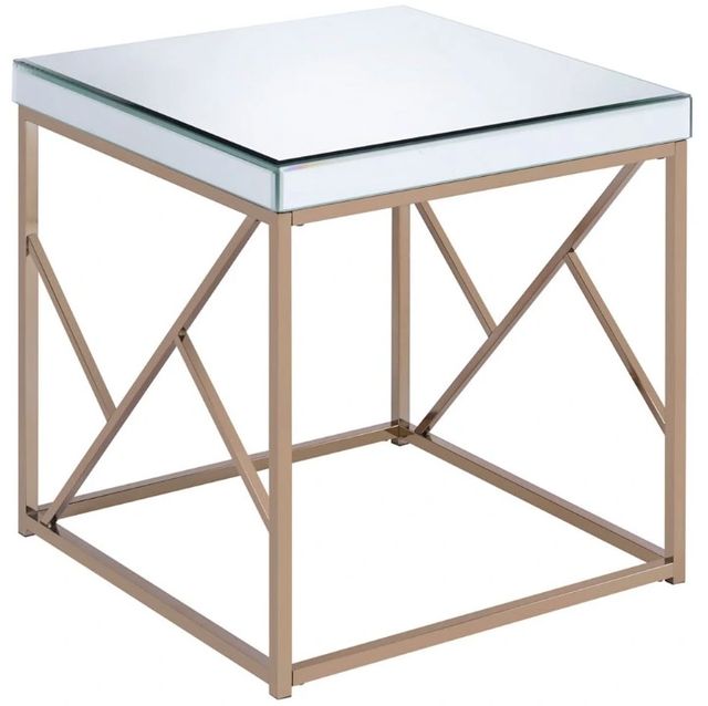Steve Silver Co. Evelyn Mirrored Top End Table with Copper Chrome Base-0