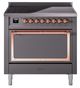 Ilve® Nostalgie II Noblesse 36'' Graphite Matte Pro Style Induction Range with Copper Trim-0