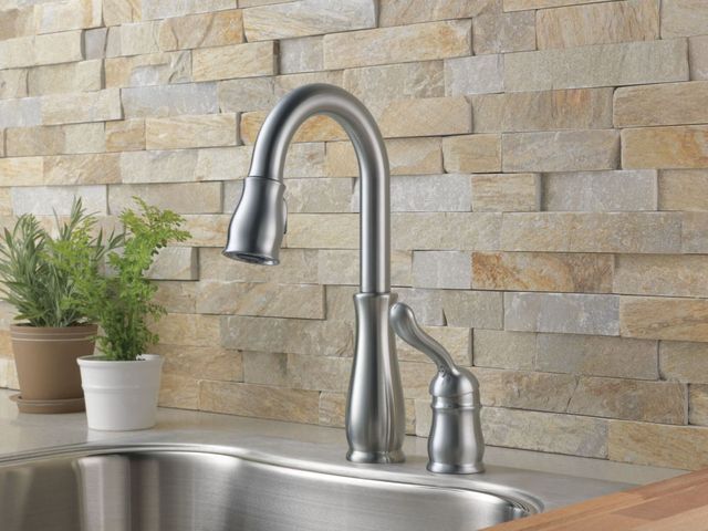 Delta Leland® Arctic Stainless Single Handle Prep/Bar Faucet-1