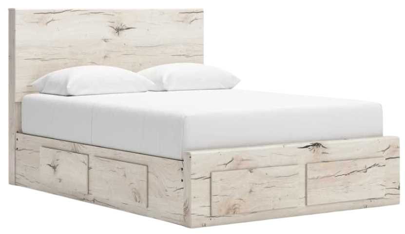 Benchcraft® Lawroy Light Natural 90" Queen Storage Panel Bed