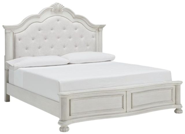 Benchcraft® Montelaine Antique White California King Upholstered Panel Bed-0