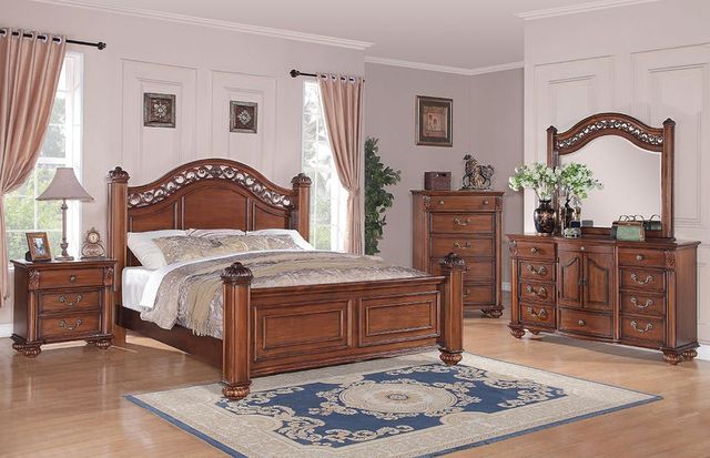 Elements International Barkley Square Dark Wood Bed-2