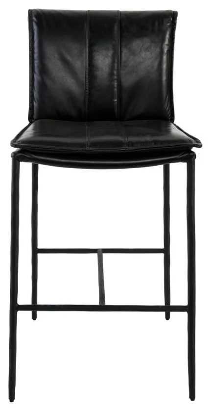 Classic Home Mayer Black/Jet Black 26" Leather Counter Stool-2