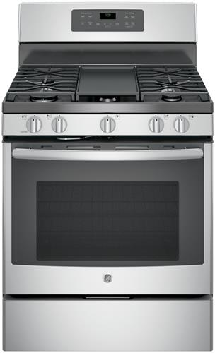 GE® 30" Free Standing Gas Convection Range-Stainless Steel-0