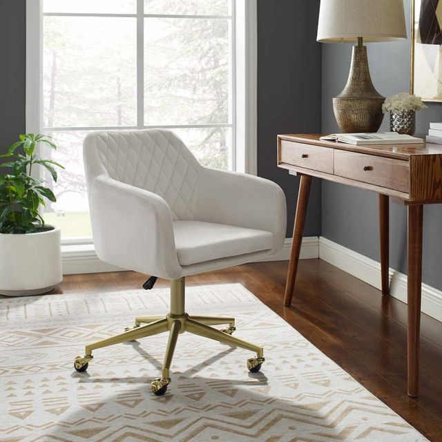 Linon Vance Off-White Quilted Office Chair-1