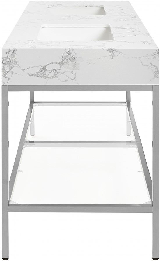 Meridian Furniture Marmo White/Brushed Chrome 60" Bathroom Vanity-4