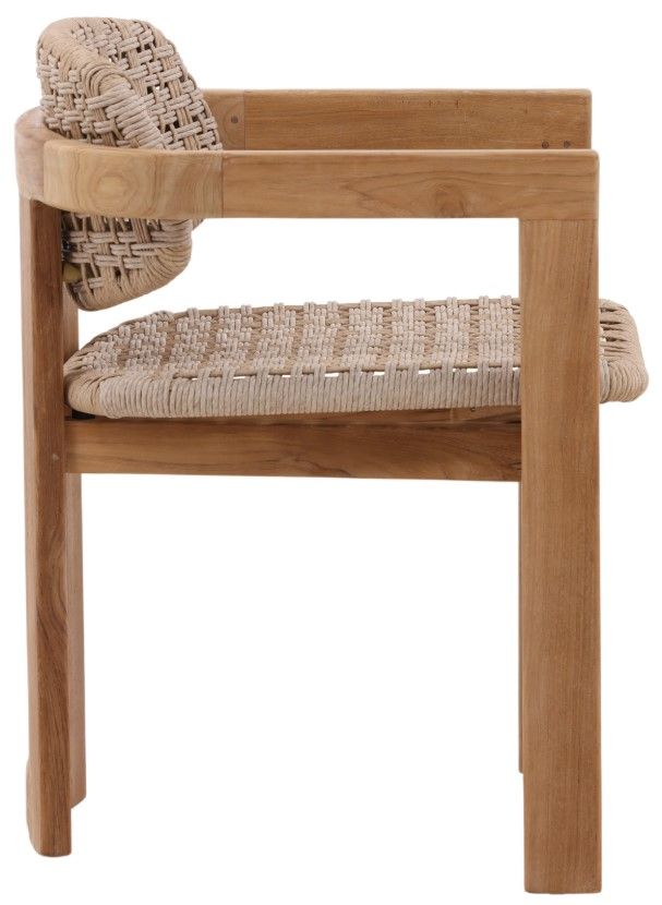 Dovetail Furniture Jovita Beige/Natural Teak/Wicker Outdoor Dining Chair-2