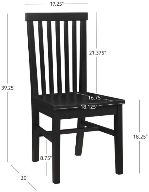 Linon Tory 2-Piece Black Dining Chair Set-2