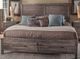 American Woodcrafters 2800 Aurora Weathered Grey King Complete Panel Bed with Storage Footboard-0