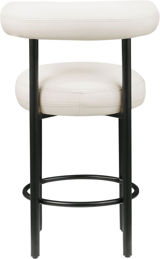Meridian Furniture Bordeaux Cream/Matte Black Leather Counter Stool-3