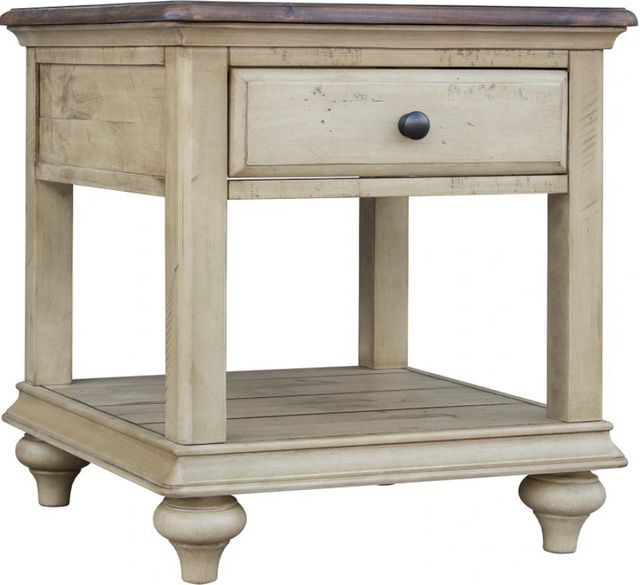 Cottage Creek Furniture Hampton Brown End Table with Off-White Base