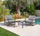 Armen Living Crown Black/Gray Outdoor Aluminum/Teak Swivel Chair-1