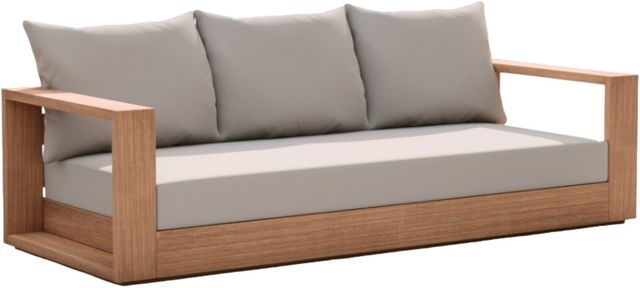 Meridian Furniture Tulum Gray Fabric/Teak Outdoor Sofa-0