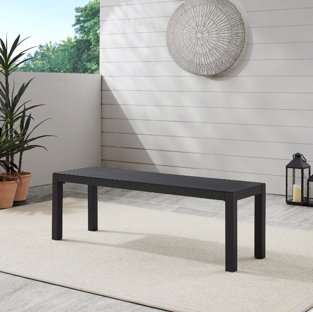 Linon Alora Black Aluminum Outdoor Bench-1