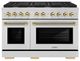 ZLINE Autograph Edition Paramount 48" Stainless Steel/Polished Gold Helix Handle Freestanding Double Oven Gas Range with 8 Burner Cooktop-0