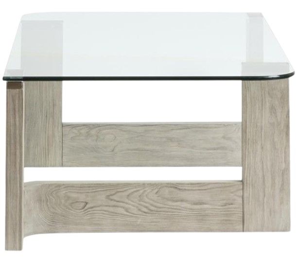 Magnussen Home® Bartlett Glass Top Cocktail Table with Smokey Pine Base-3