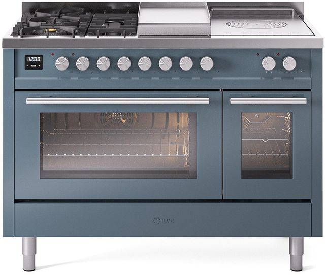 Ilve® Professional Plus II 48" Blue Grey Pro Style Dual Fuel Range-0