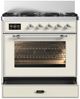 Ilve® Majestic III 30" Antique White Pro Style Dual Fuel Liquid Propane Range with Triple Glass Door with Chrome Trim-1
