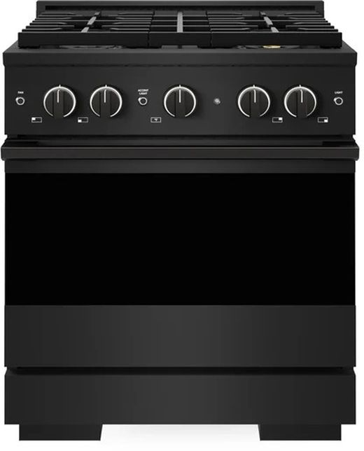ZLINE Marino 30" Black Stainless Steel Pro Style Dual Fuel Range with 4-Burner DuoPro™ Cooktop and Electric Convection Oven